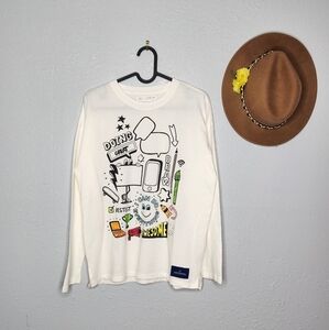 White Graphic Long Sleeve Shirt